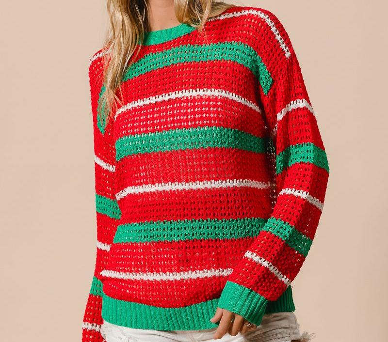 Christmas Spirit Pointelle Sweater